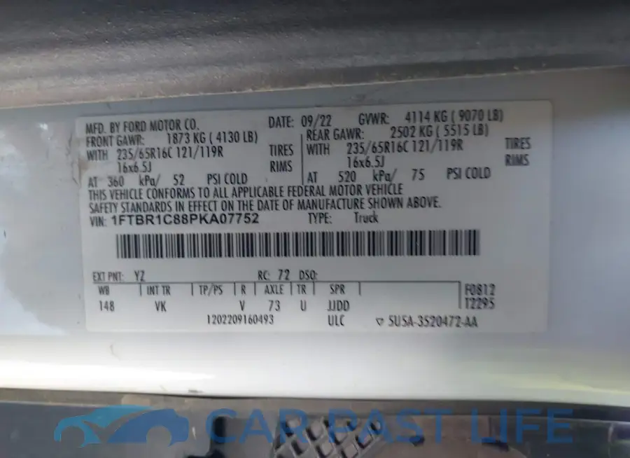1FTBR1C88PKA07752# 9