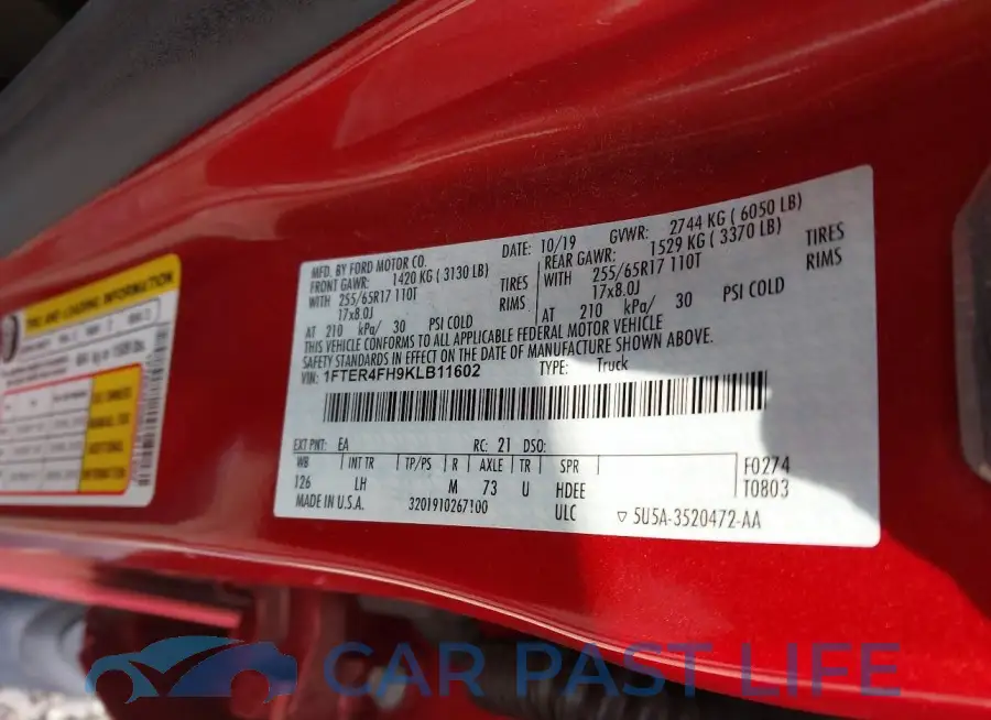 1FTER4FH9KLB11602# 9