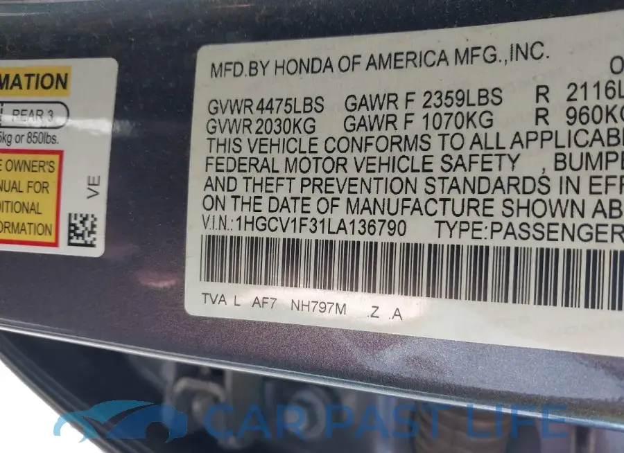 1HGCV1F31LA136790# 9