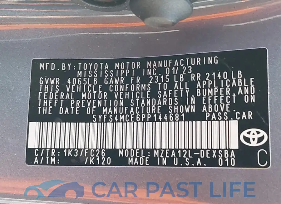 5YFS4MCE6PP144681# 9