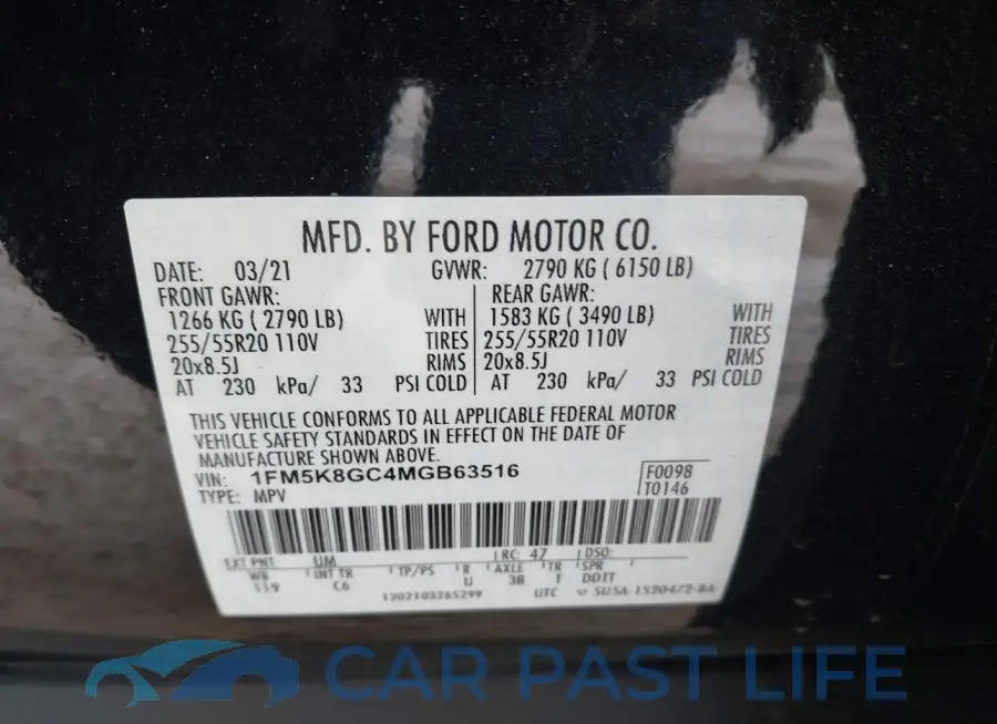 1FM5K8GC4MGB63516# 9