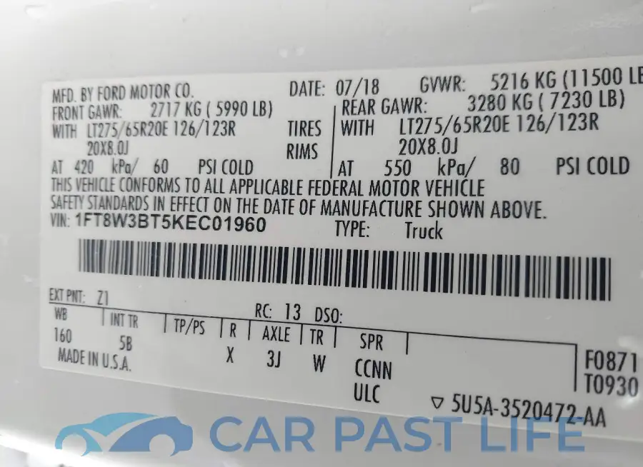 1FT8W3BT5KEC01960# 9