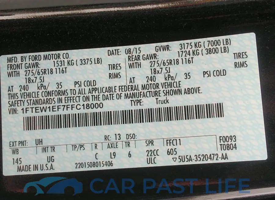 1FTEW1EF7FFC18000# 9