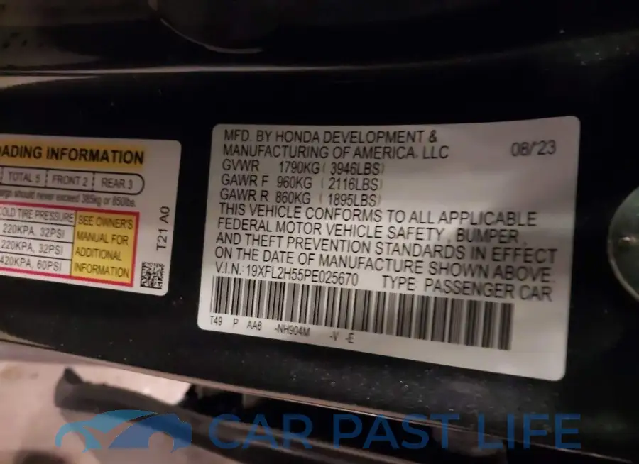 19XFL2H55PE025670# 9
