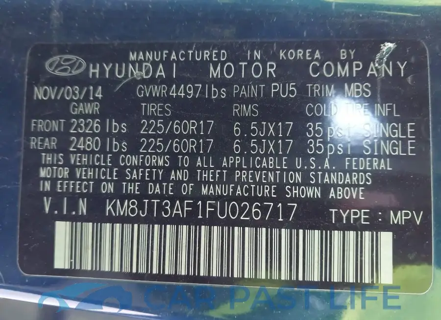 KM8JT3AF1FU026717# 9