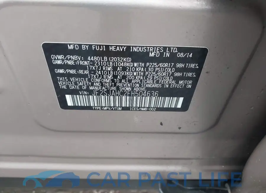 JF2SJAHC2FH504636# 9