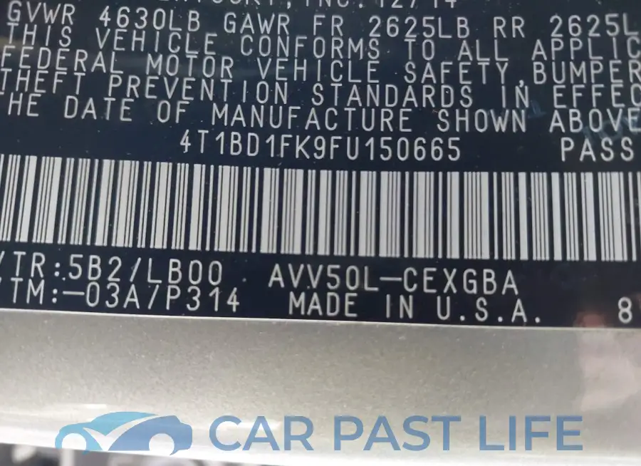 4T1BD1FK9FU150665# 9