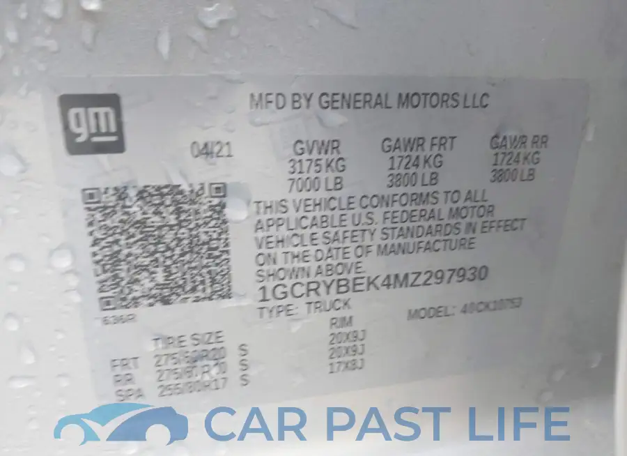 1GCRYBEK4MZ297930# 9