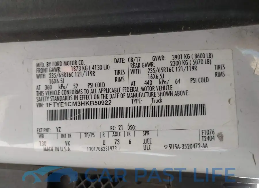 1FTYE1CM3HKB50922# 9