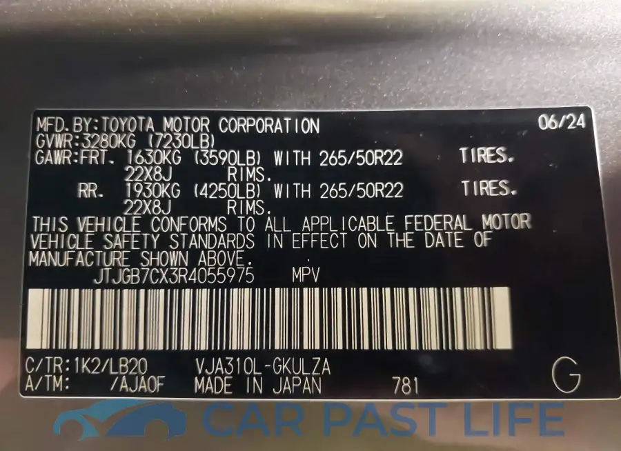 JTJGB7CX3R4055975# 9
