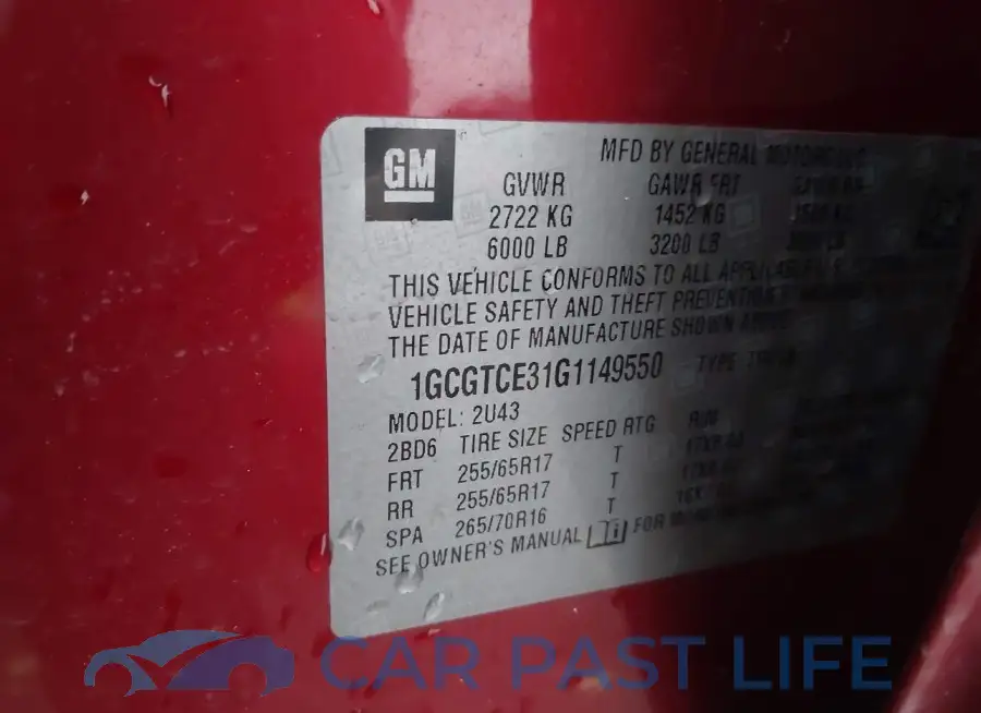 1GCGTCE31G1149550# 9
