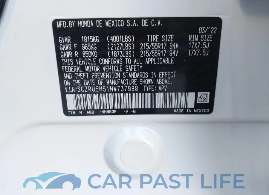 3CZRU5H51NM737988# 9