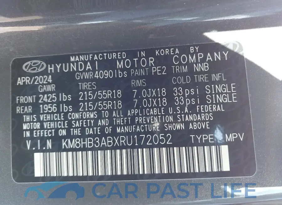 KM8HB3ABXRU172052# 9