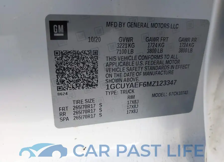 1GCUYAEF6MZ123347# 9