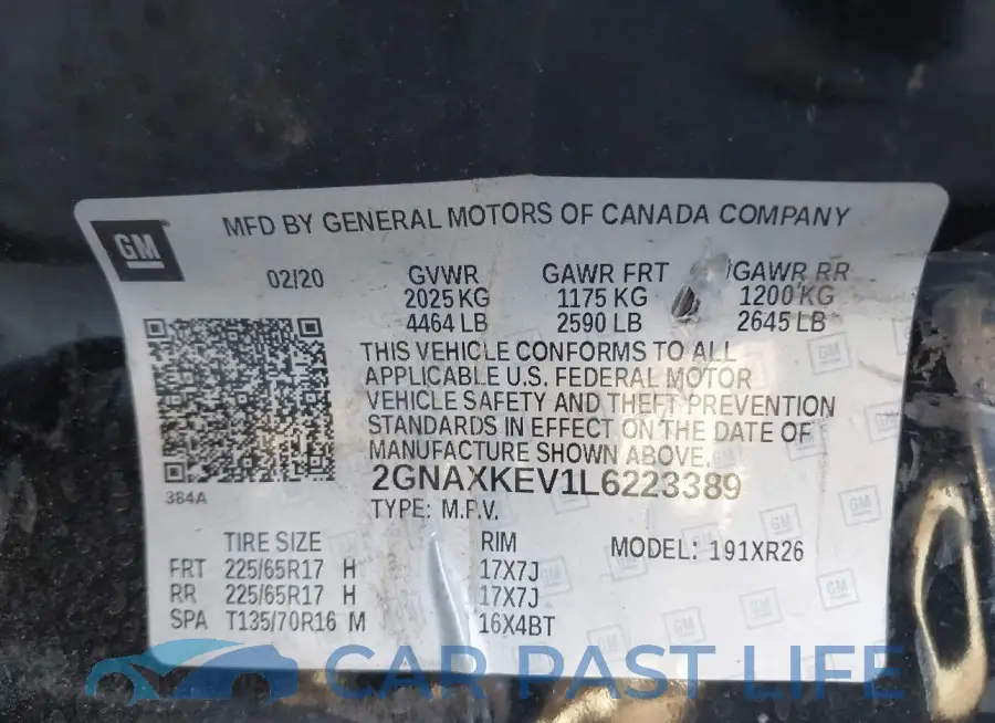 2GNAXKEV1L6223389# 9