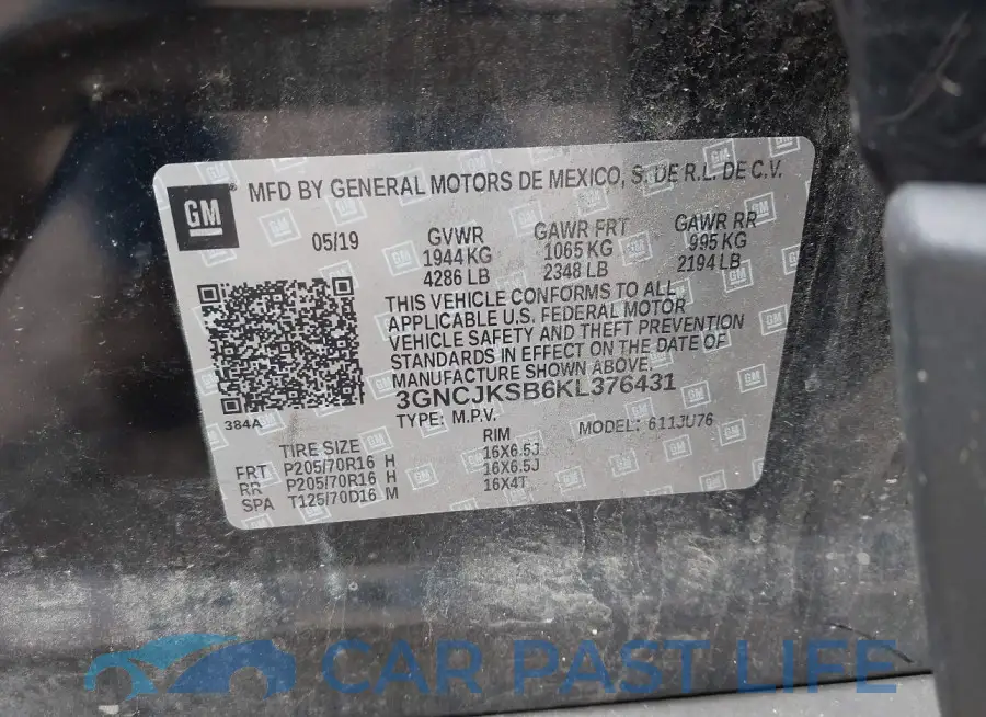 3GNCJKSB6KL376431# 9