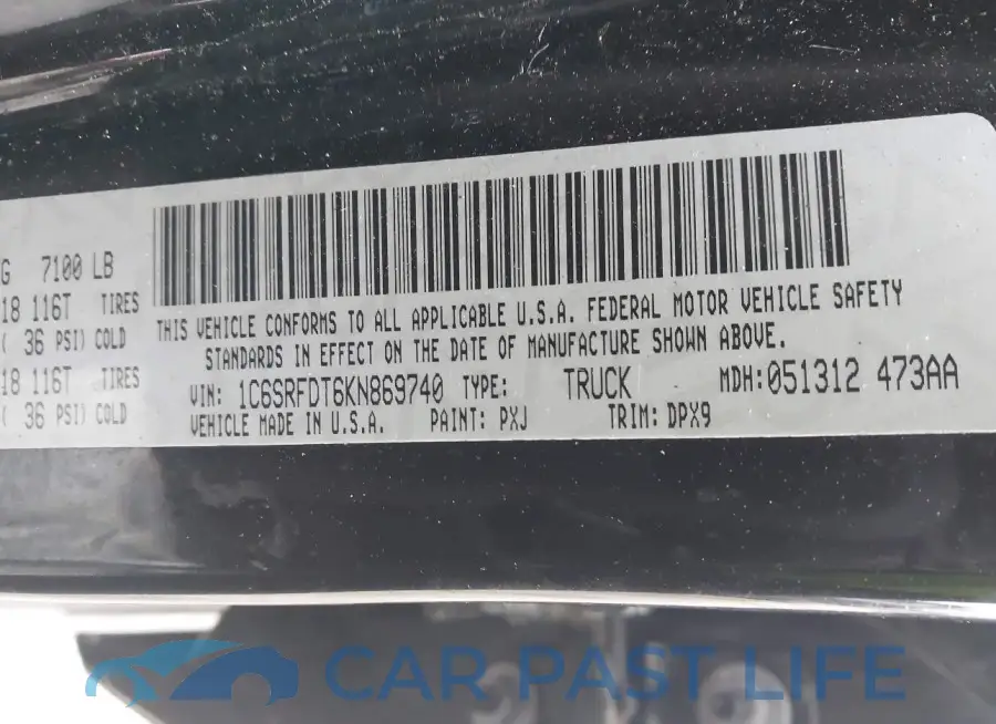 1C6SRFDT6KN869740# 9