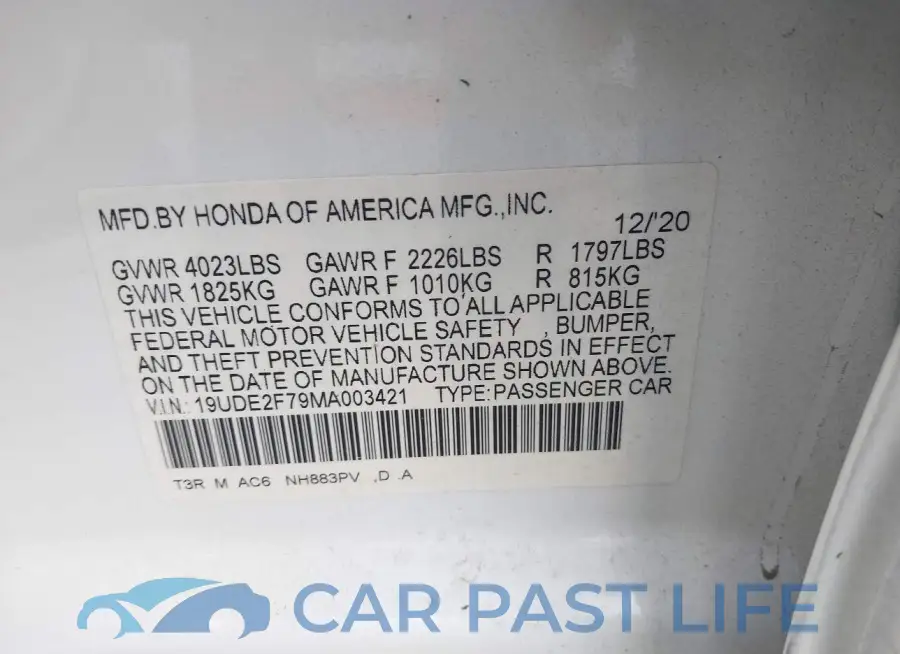 19UDE2F79MA003421# 9