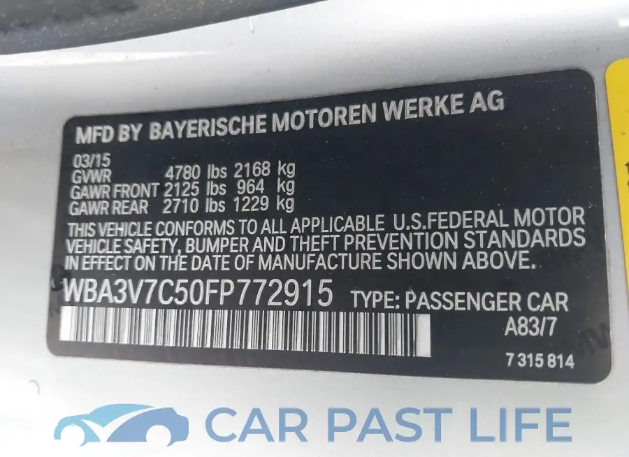 WBA3V7C50FP772915# 9