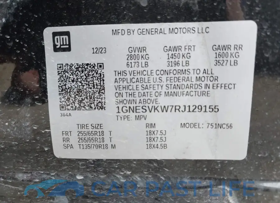 1GNESVKW7RJ129155# 9