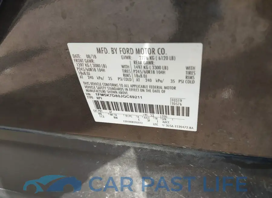 1FM5K7D80JGC69211# 9