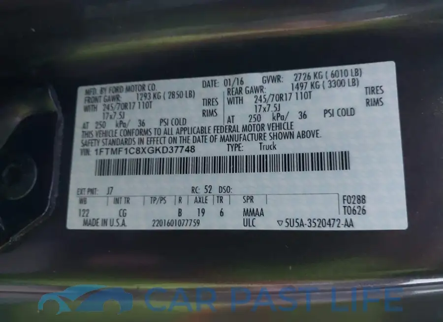 1FTMF1C8XGKD37748# 9