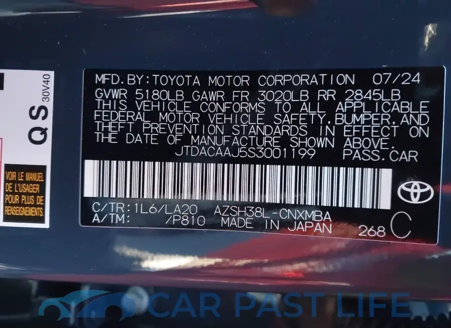 JTDACAAJ5S3001199# 9