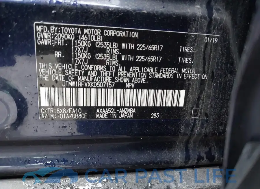 JTMW1RFVXKD507157# 9