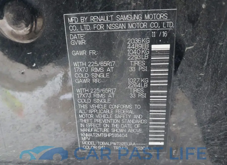 KNMAT2MT6HP518404# 9