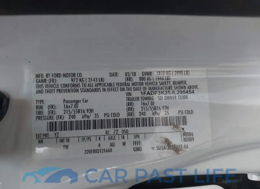 1FADP3K25JL295454# 9