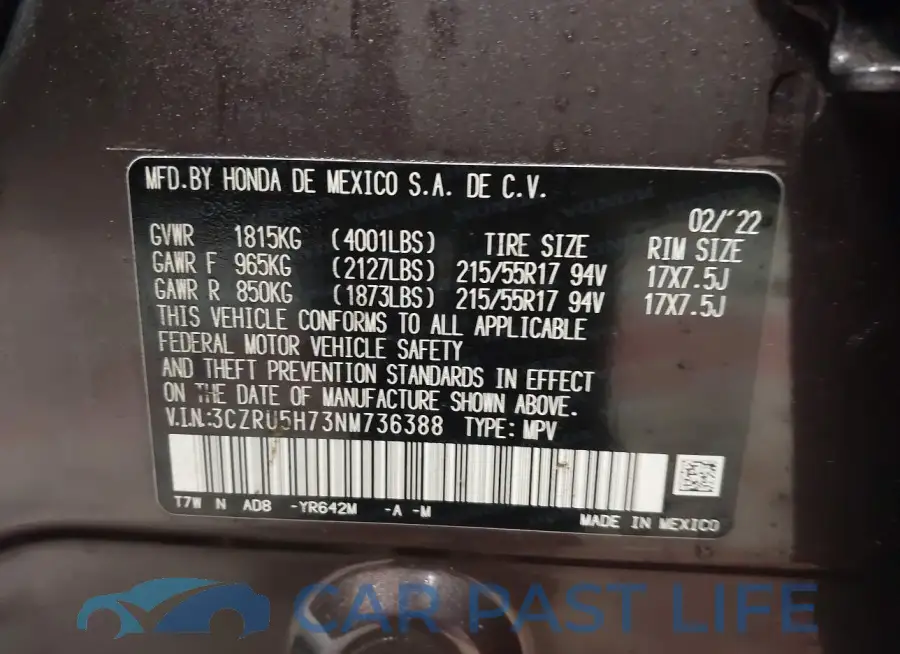 3CZRU5H73NM736388# 9