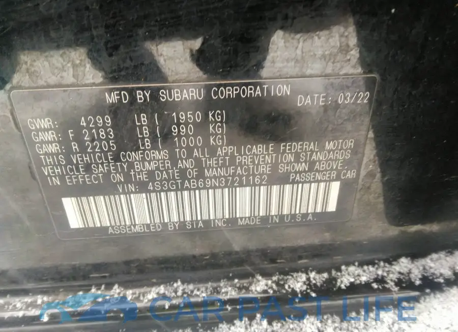 4S3GTAB69N3721162# 9