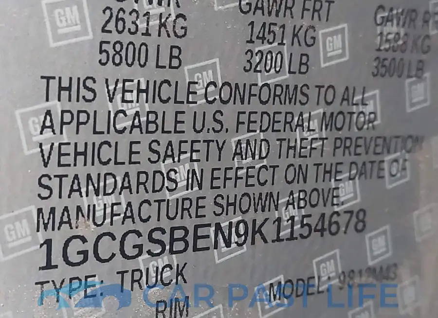 1GCGSBEN9K1154678# 9
