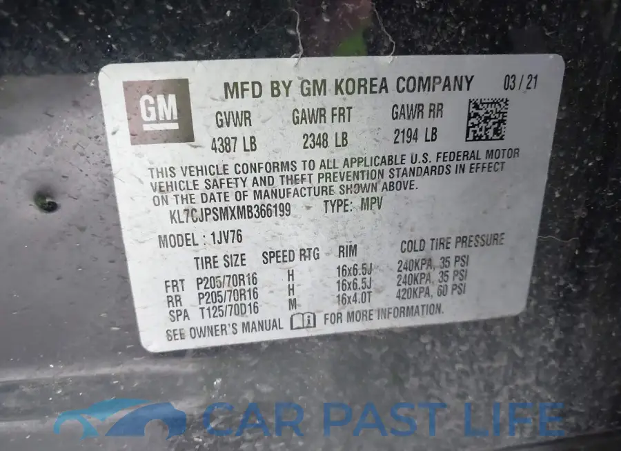 KL7CJPSMXMB366199# 9