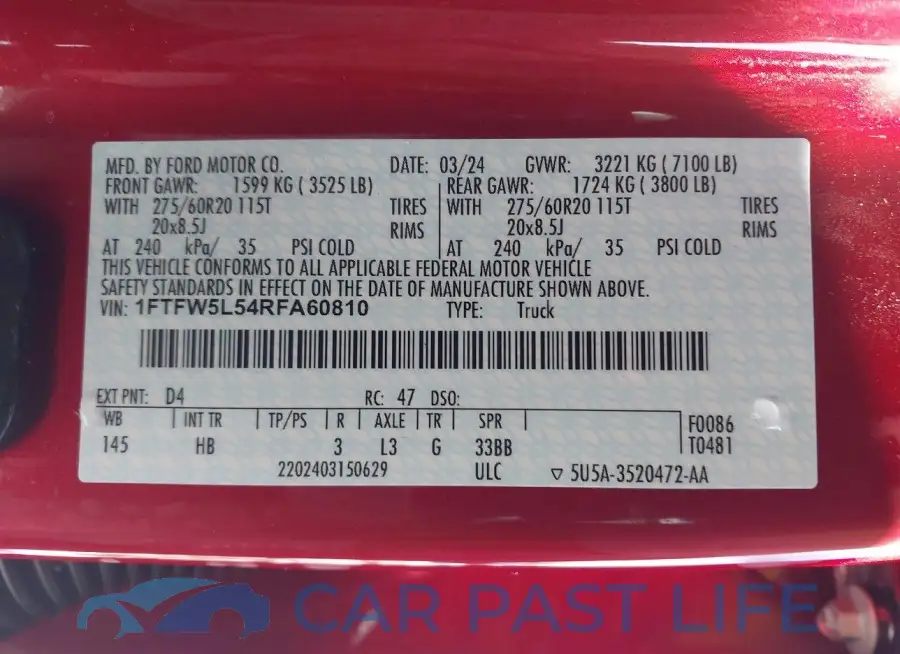 1FTFW5L54RFA60810# 9