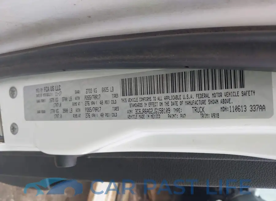 3C6JR6AG2JG158109# 9