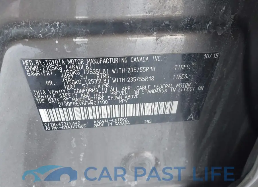 2T3DFREV6FW403400# 9