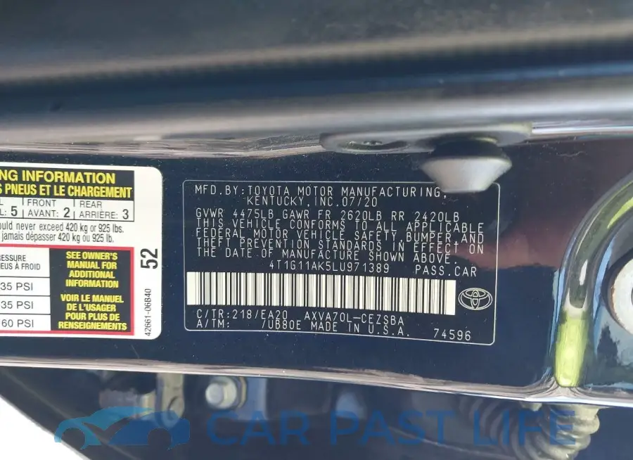 4T1G11AK5LU971389# 9