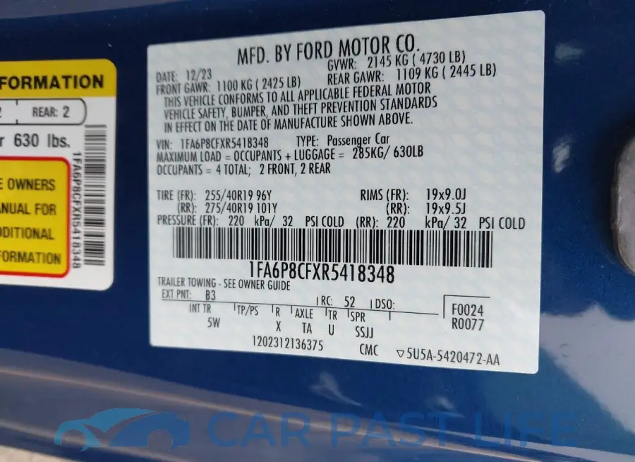 1FA6P8CFXR5418348# 9