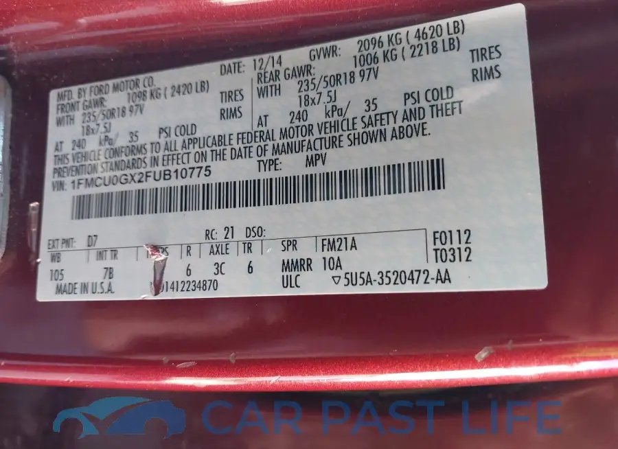 1FMCU0GX2FUB10775# 9