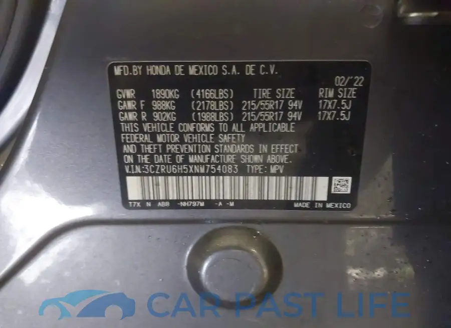 3CZRU6H5XNM754083# 9