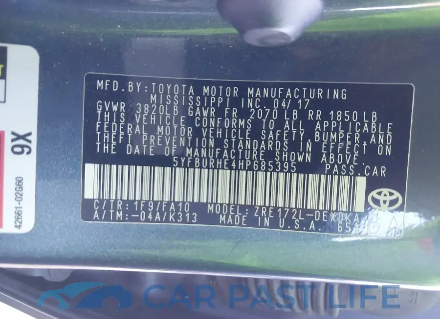 5YFBURHE4HP685395# 9