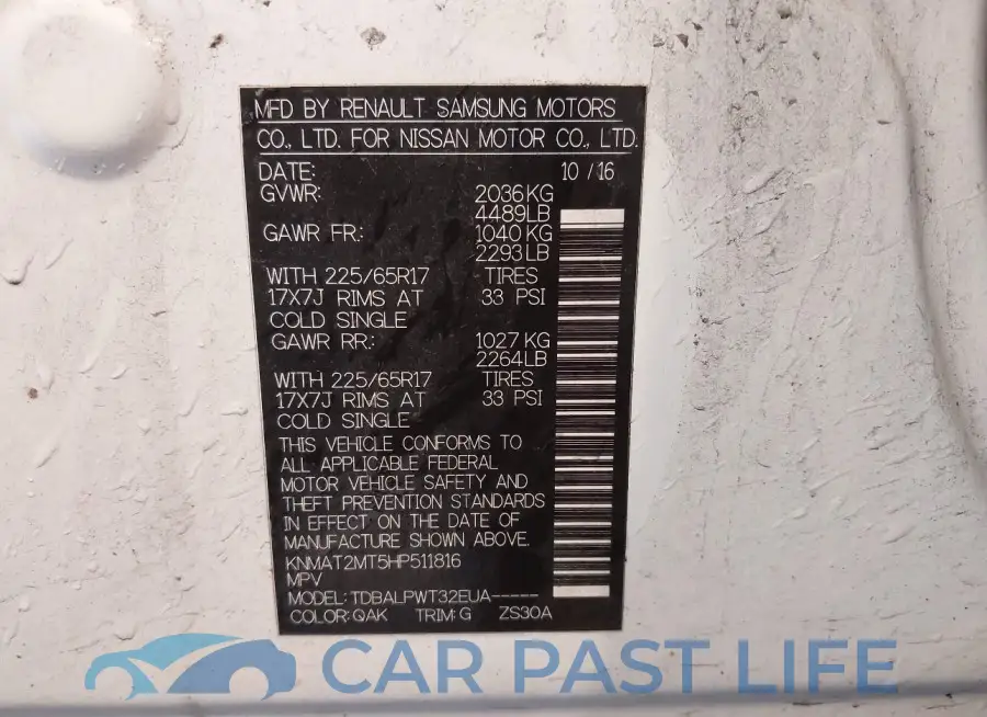 KNMAT2MT5HP511816# 9