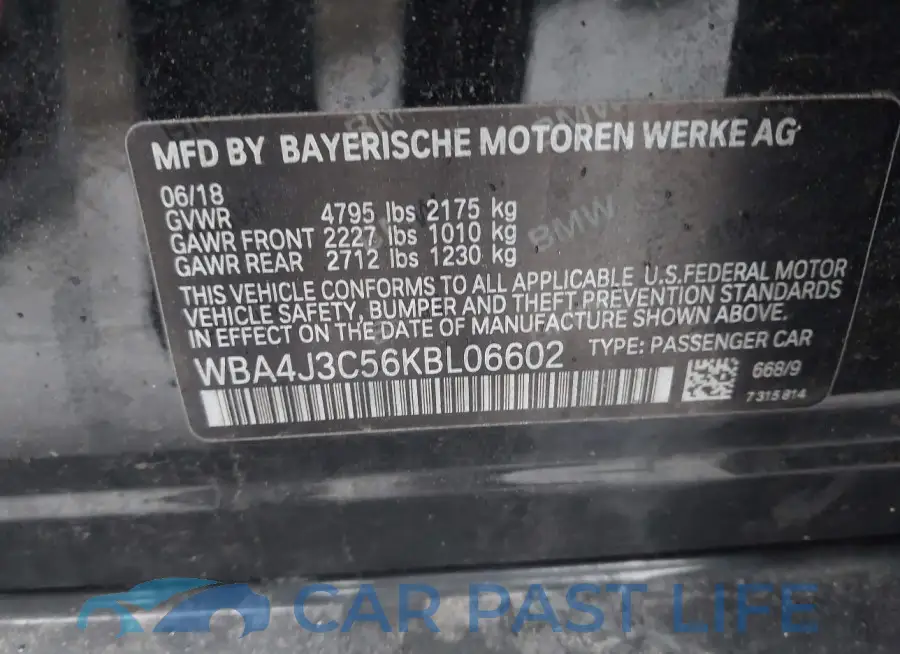 WBA4J3C56KBL06602# 9