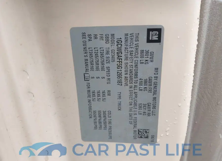 1GCWGAFF5G1266187# 9