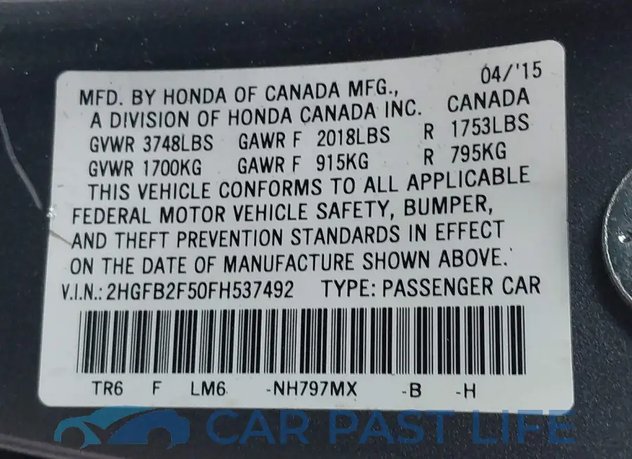 2HGFB2F50FH537492# 9