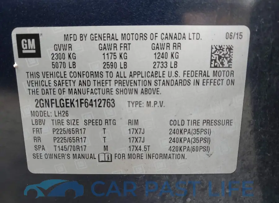 2GNFLGEK1F6412763# 9