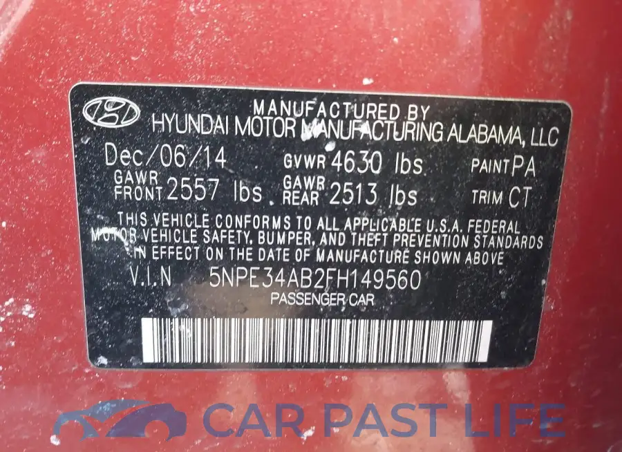 5NPE34AB2FH149560# 9