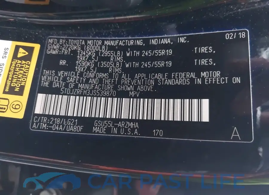 5TDJZRFH3JS539870# 9