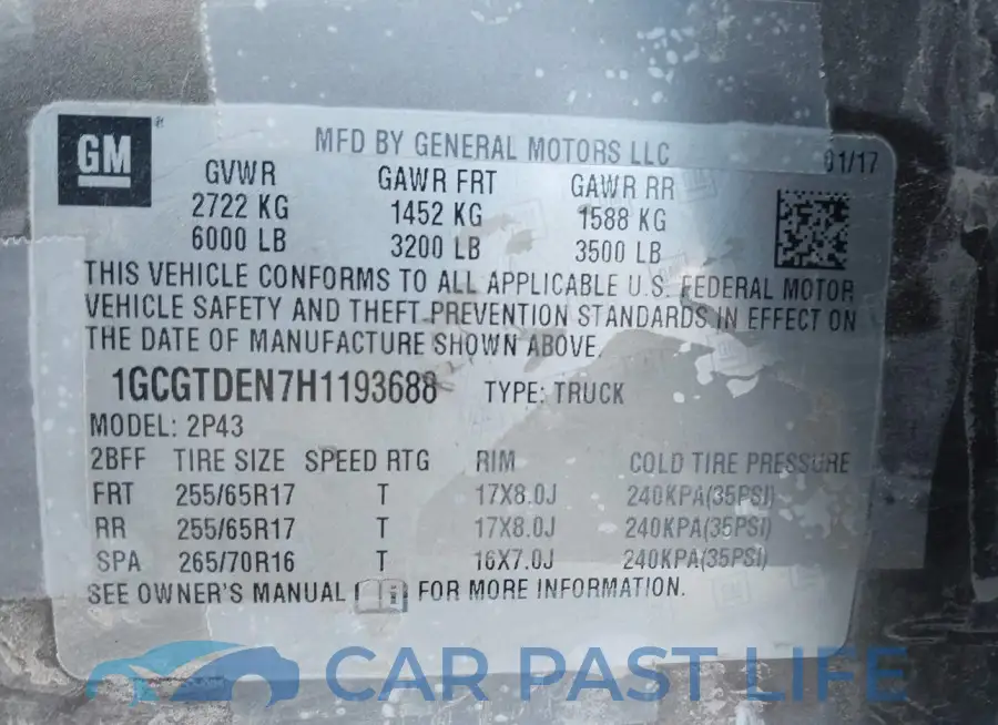 1GCGTDEN7H1193688# 9